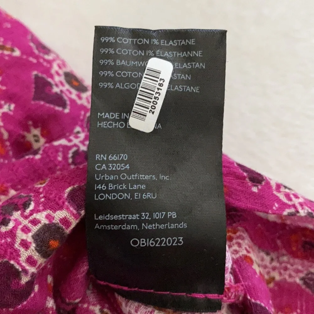 Anthropologie | Block Print Off-The-Shoulder 3/4 Length Sleeve Top Pink (XS) - Picture 10 of 15